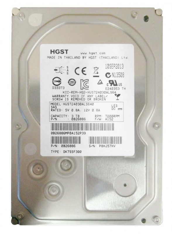 Жесткий диск Hitachi HUS724030ALS640 3Tb 7200 SAS 3,5" HDD HUS724030ALS640 - фото 35593