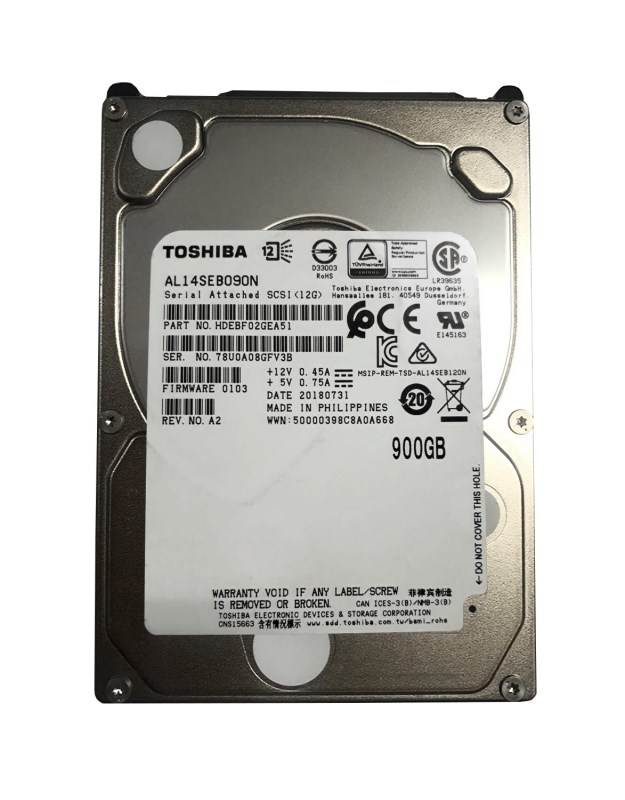 Жесткий диск Toshiba HDEBF02GEA51 900Gb 10500 SAS 2,5" HDD HDEBF02GEA51 - фото 35718