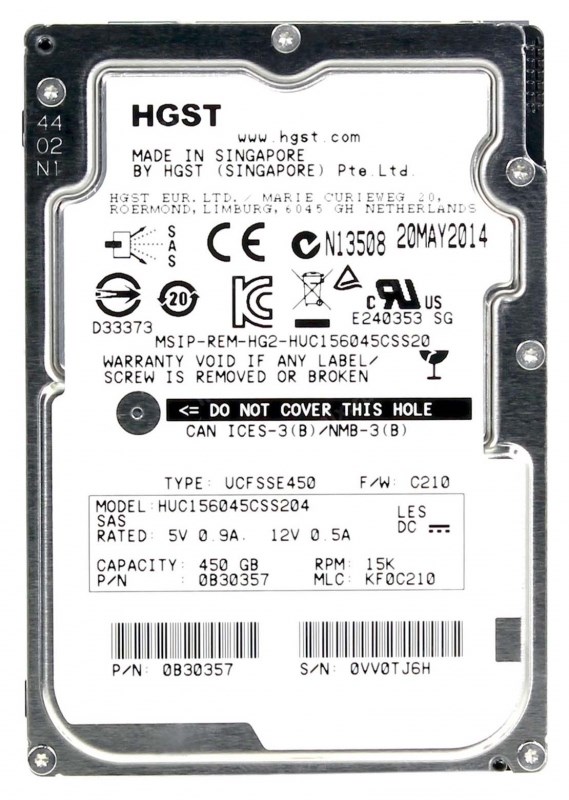 Жесткий диск HGST HUC156045CSS204 450Gb 15000 SAS 2,5" HDD HUC156045CSS204 - фото 36028