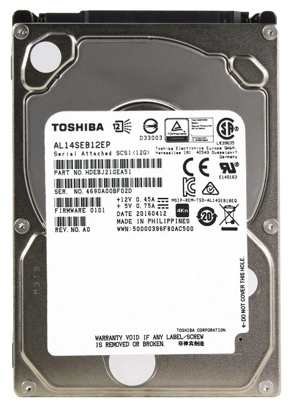 Жесткий диск Toshiba AL14SEB12EP 1,2Tb 10500 SAS 2,5" HDD AL14SEB12EP - фото 40453