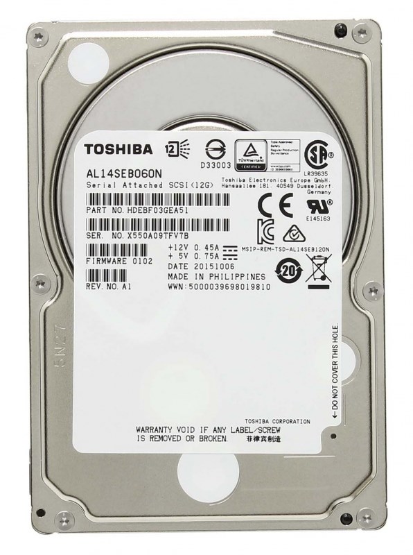 Жесткий диск Toshiba AL14SEB060N 600Gb 10500 SAS 2,5" HDD AL14SEB060N - фото 40474