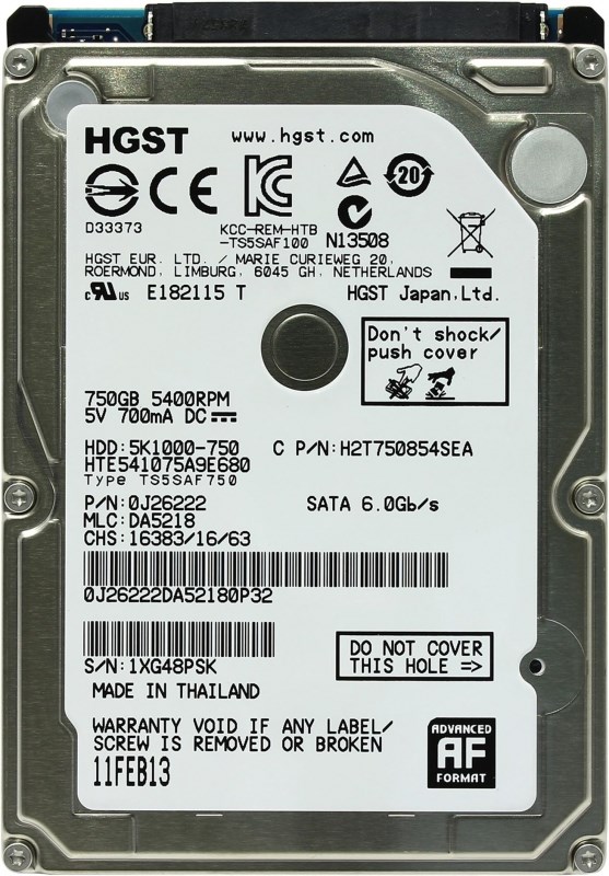 Жесткий диск HGST H2T750854SEA 750Gb 5400 SATAIII 2,5" HDD H2T750854SEA - фото 40635