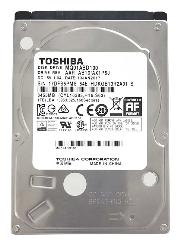 Жесткий диск Toshiba MQ01ABD100 1Tb 5400 SATAII 2,5" HDD MQ01ABD100 - фото 40689