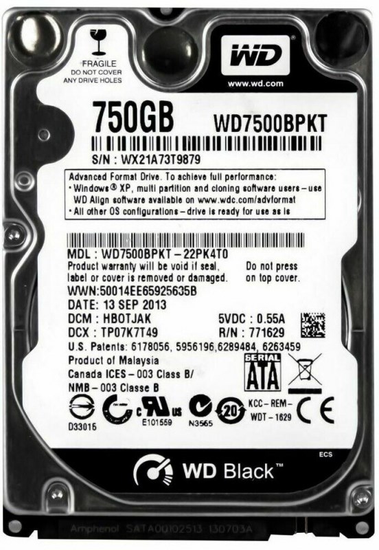 Жесткий Диск Western Digital WD7500BPKT 750Gb SATAII 2,5" HDD WD7500BPKT - фото 40749