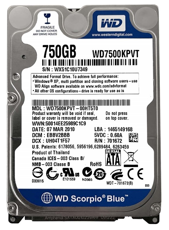 Жесткий Диск Western Digital WD7500KPVT 750Gb SATAIII 2,5" HDD WD7500KPVT - фото 40758