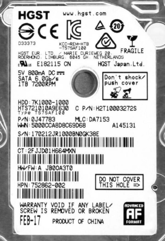 Жесткий Диск Hitachi 0J47783 1Tb SATAIII 2,5" HDD 0J47783 - фото 40812